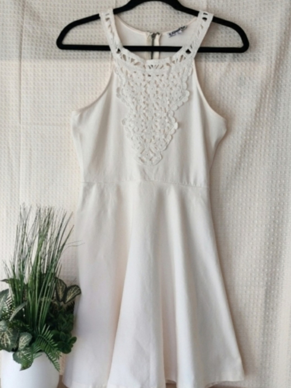 Express, Cream Color, Fit and Flare Dress. Size Medium